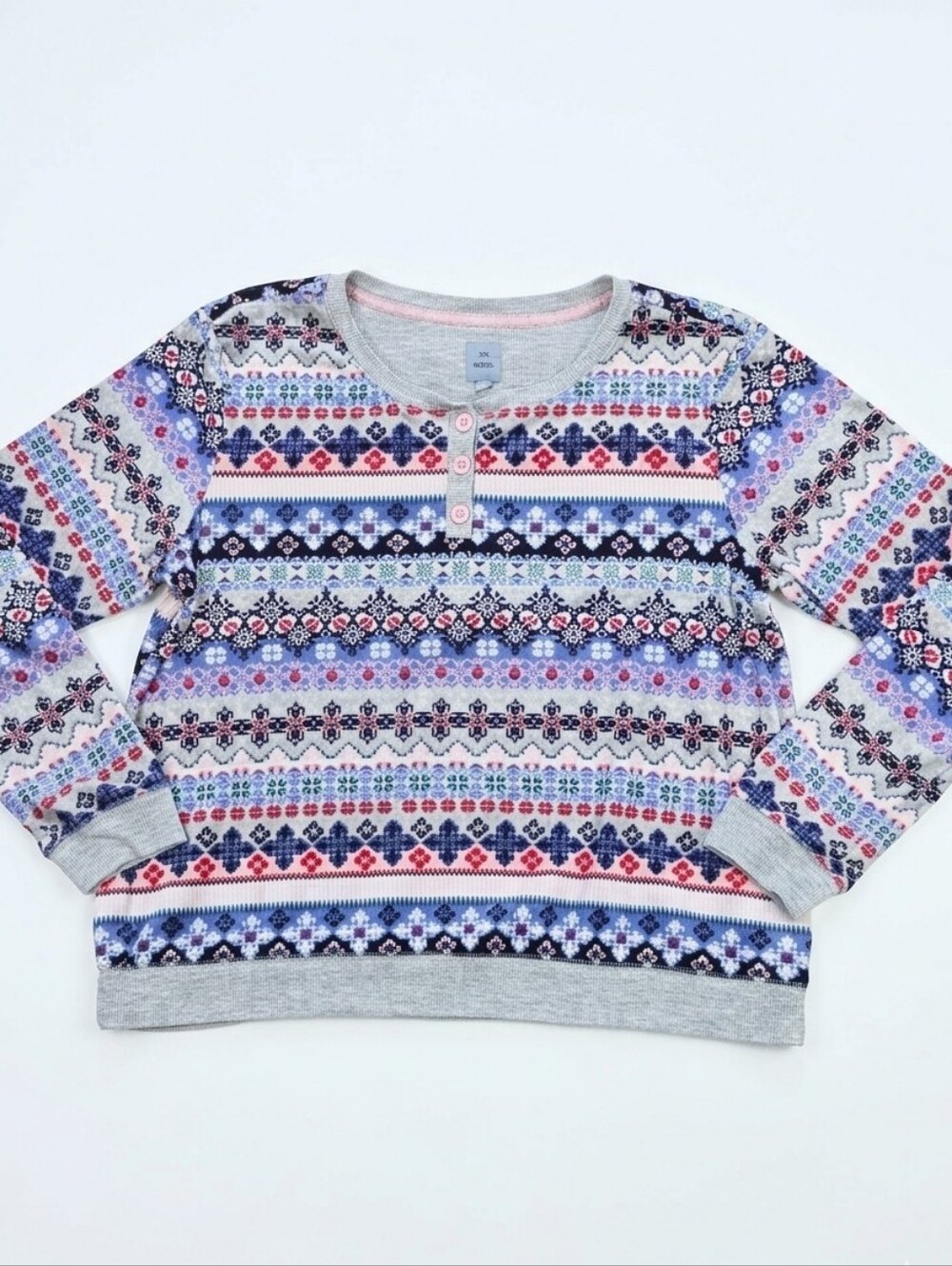 💜Jane & Bleeker Multicolored Faire Isle Lounge Top Medium